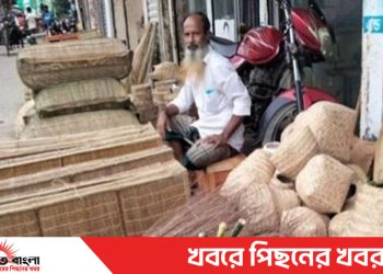 টাঙ্গাইলের ধনবাড়ীতে বাঁশের তৈজসপত্র বিক্রি করে সংসার চলে পা হারানো চাঁন মিয়ার